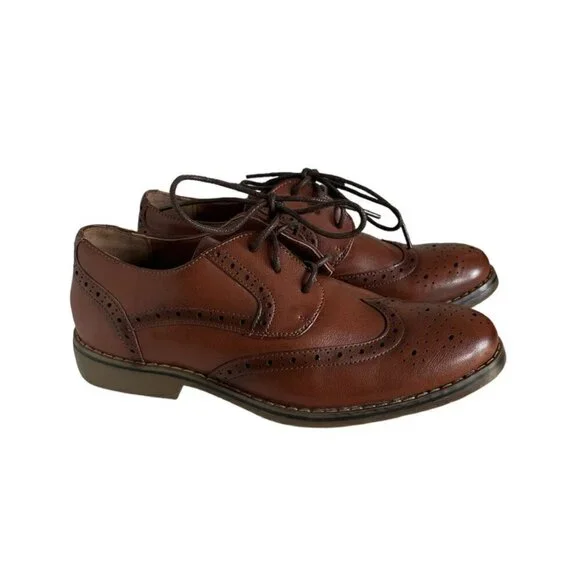 K STUDIO Boys Formal Brown Oxford Lace Up Dress Shoes 37 - Picture 1 of 5